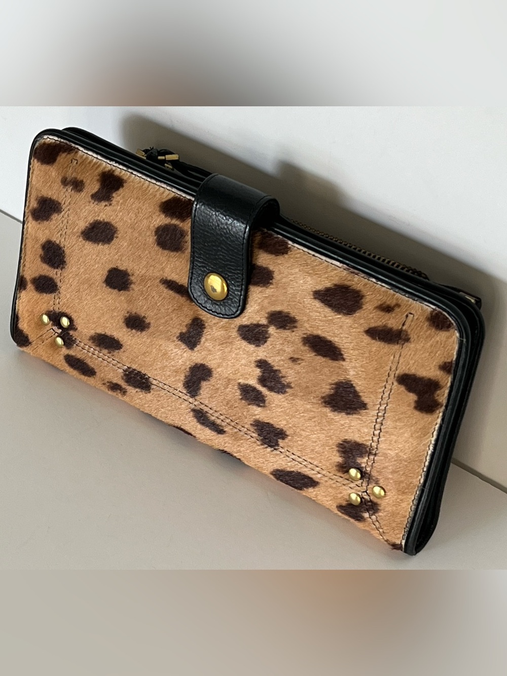 Jerome Dreyfuss Pony Leopard Paul Leather Clutch Wallet Bag ~ Unique
